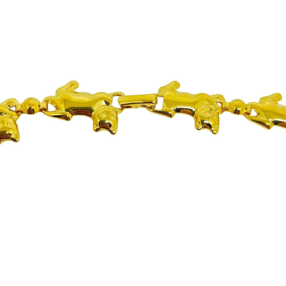 AVON vintage gold tone figural cats panthers link chain designer necklace - Picture 5 of 7